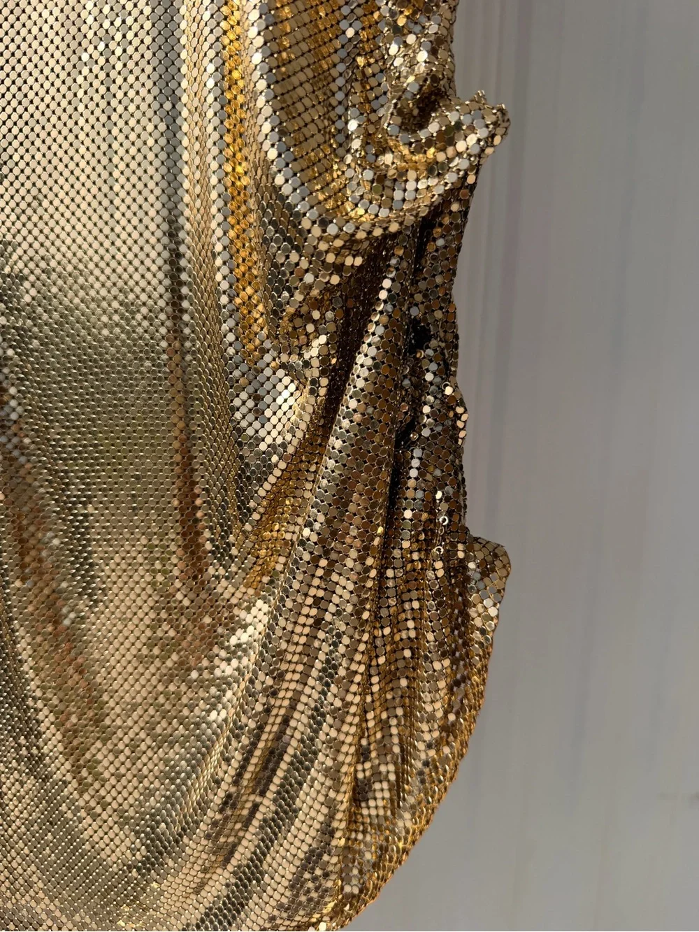 Vintage Whiting Davis Gold chainmail Studio 54 Tunic Dress M - Picture 2 of 7